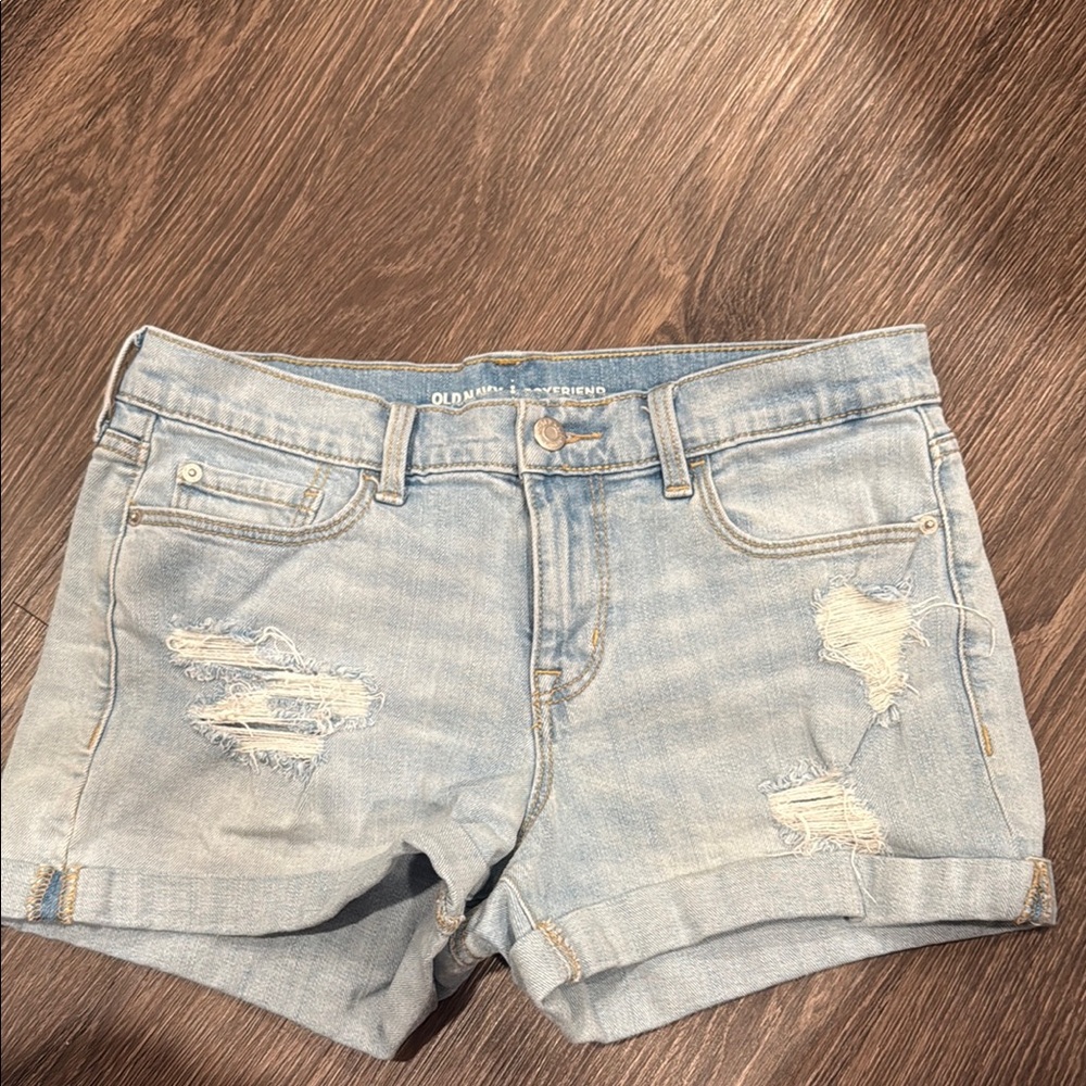 Old Navy Blue boyfriend Jean Shorts Distressed